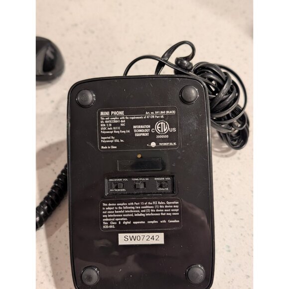 Mini Phone black corded Polyconcept Dial Pad Flash/Redial push button landline - Picture 16 of 16